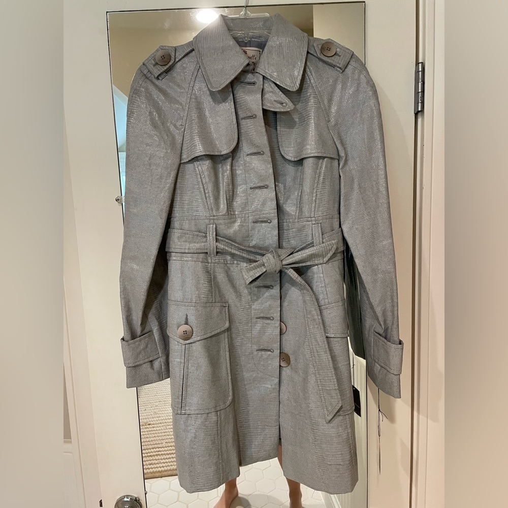 NWT Nanette Lepore snakeskin grey trench